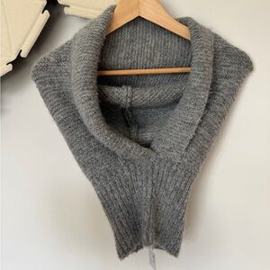 New free people gray knit hood cowel hat one size hood